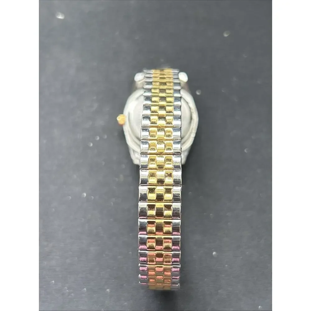 Two Tone Black Dial Women’s Stretch Band Quartz Watch